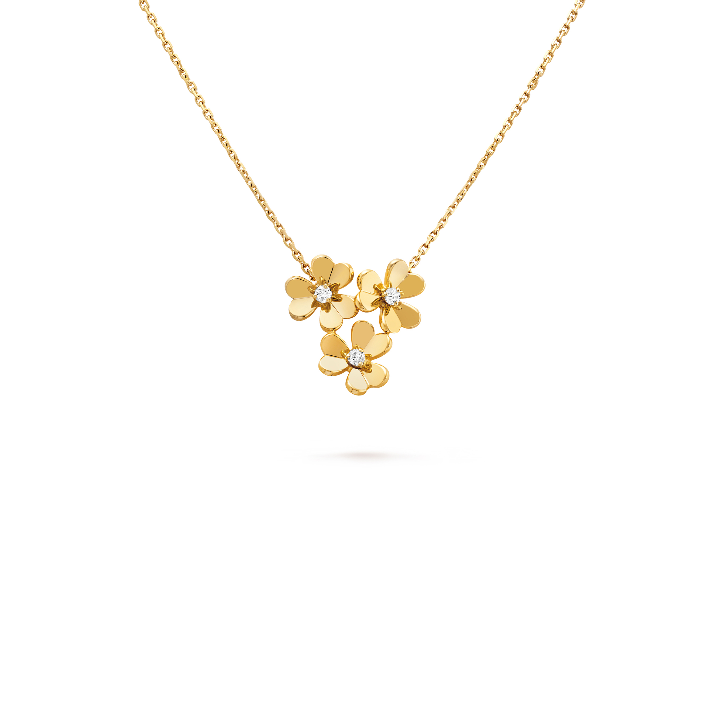 v*n cl*f arpels frivole pendant, 3 flowers, mini model - yellow gold, Di*m*nd  vcarp2du00